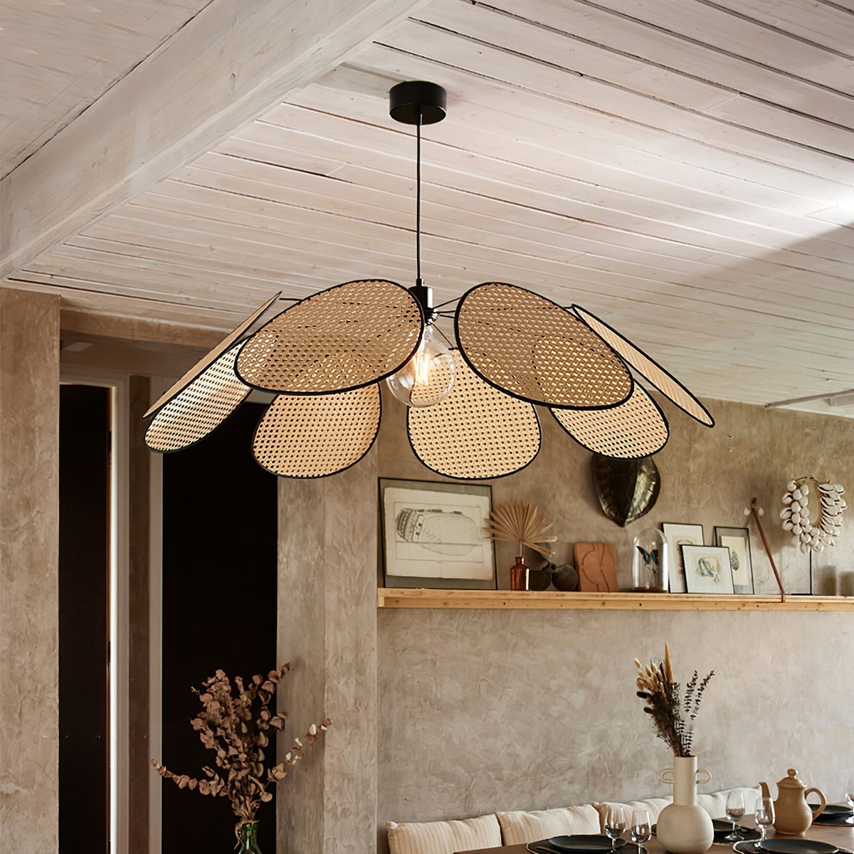 Aldella Suspension Pétale Rattan Fleur