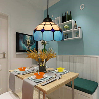 Tiffany Dôme Ombre Européenne Suspension Tachée Verre Salon
