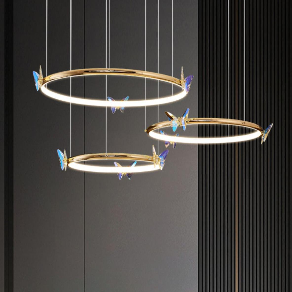 Nivelle Lustre Anneau en Cristal Papillon Élégant