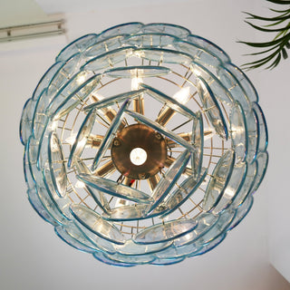 Aurora Lustre Disque en Verre Murano Bleu Élégant