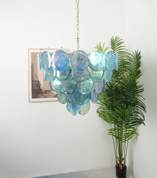 Aurora Lustre Disque en Verre Murano Bleu Élégant