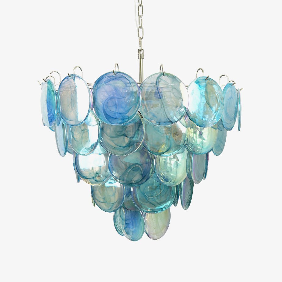 Seraya Lustre Disque en Verre Murano Bleu Élégant