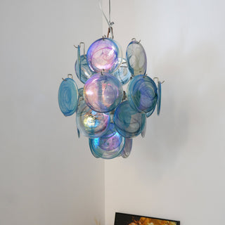 Aurora Lustre en Verre de Murano Bleu Disque Vintage