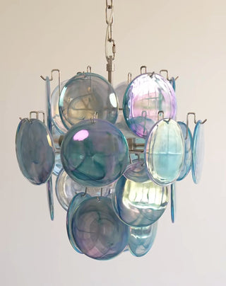 Aurora Lustre en Verre de Murano Bleu Disque Vintage