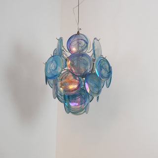 Aurora Lustre en Verre de Murano Bleu Disque Vintage