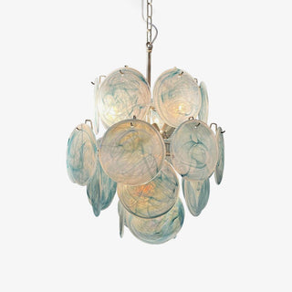 Aurora Lustre en Verre de Murano Bleu Disque Vintage
