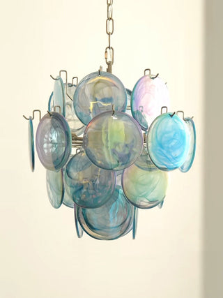 Aurora Lustre en Verre de Murano Bleu Disque Vintage