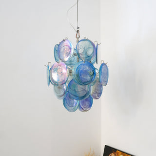 Aurora Lustre en Verre de Murano Bleu Disque Vintage