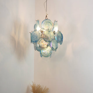 Aurora Lustre en Verre de Murano Bleu Disque Vintage