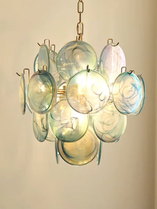 Aurora Lustre en Verre de Murano Bleu Disque Vintage