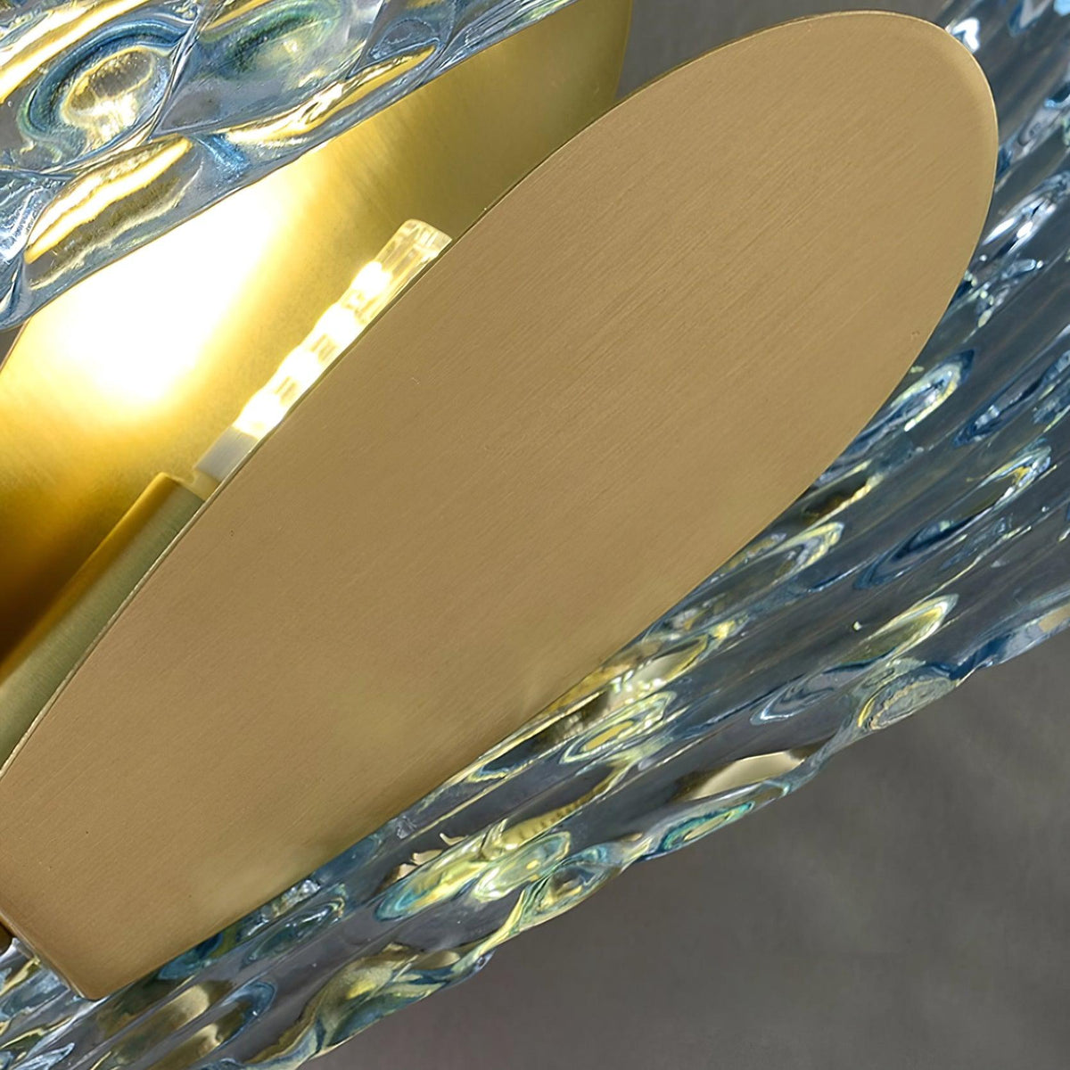 Wall Lamp Blue Ribbed Glass Ribbons Brass-Neutral Decor