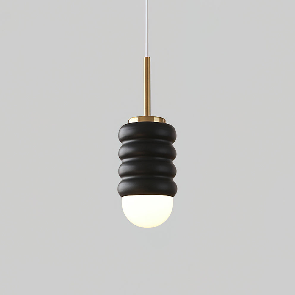 Pendant Light Ribbed Ceramic Brass Midcentury-Neutral Decor
