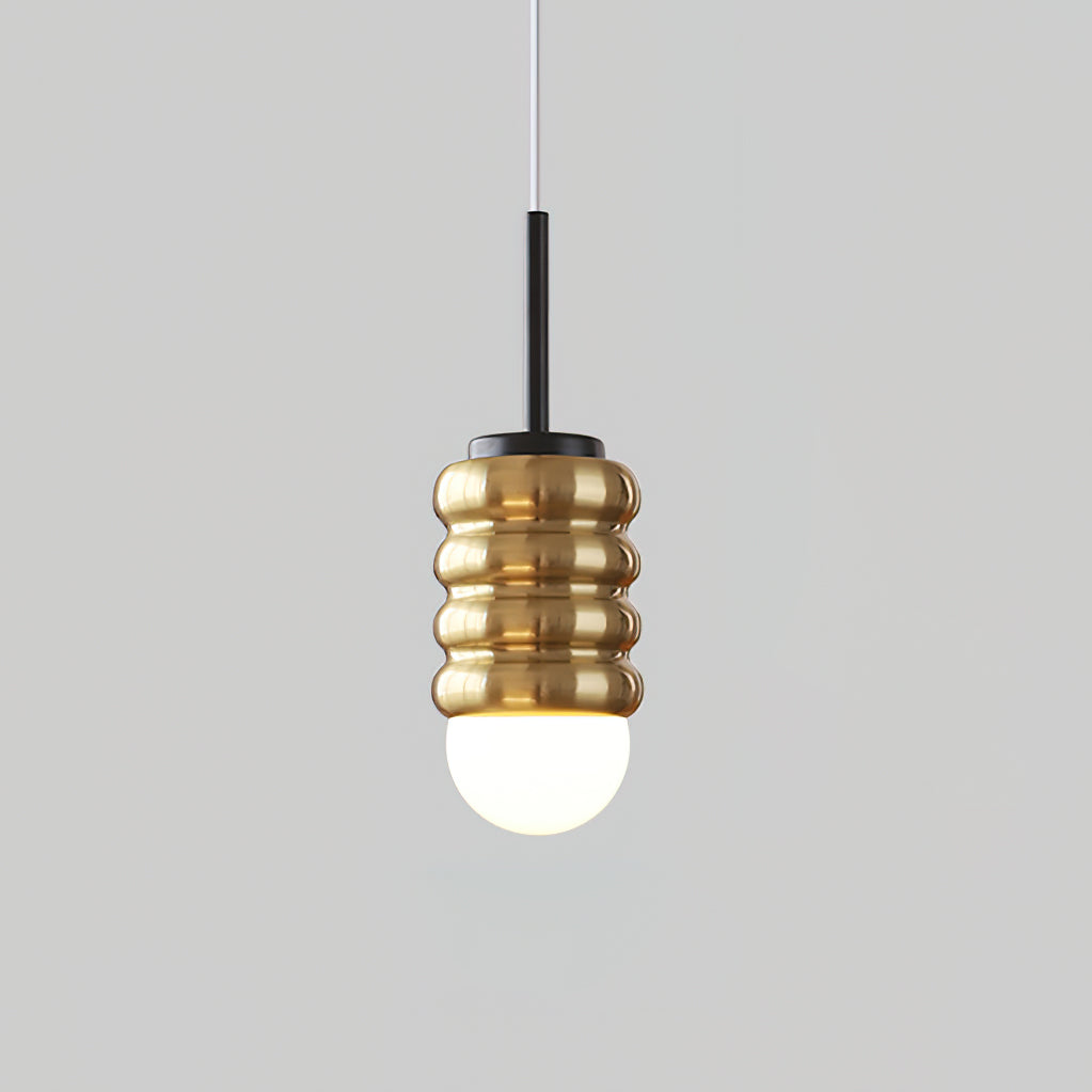 Pendant Light Ribbed Ceramic Brass Midcentury-Neutral Decor