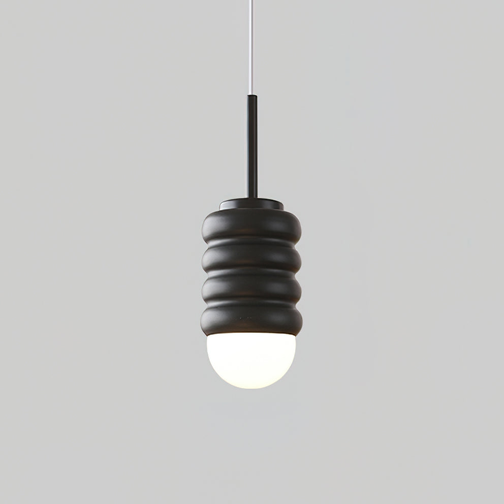 Pendant Light Ribbed Ceramic Brass Midcentury-Neutral Decor