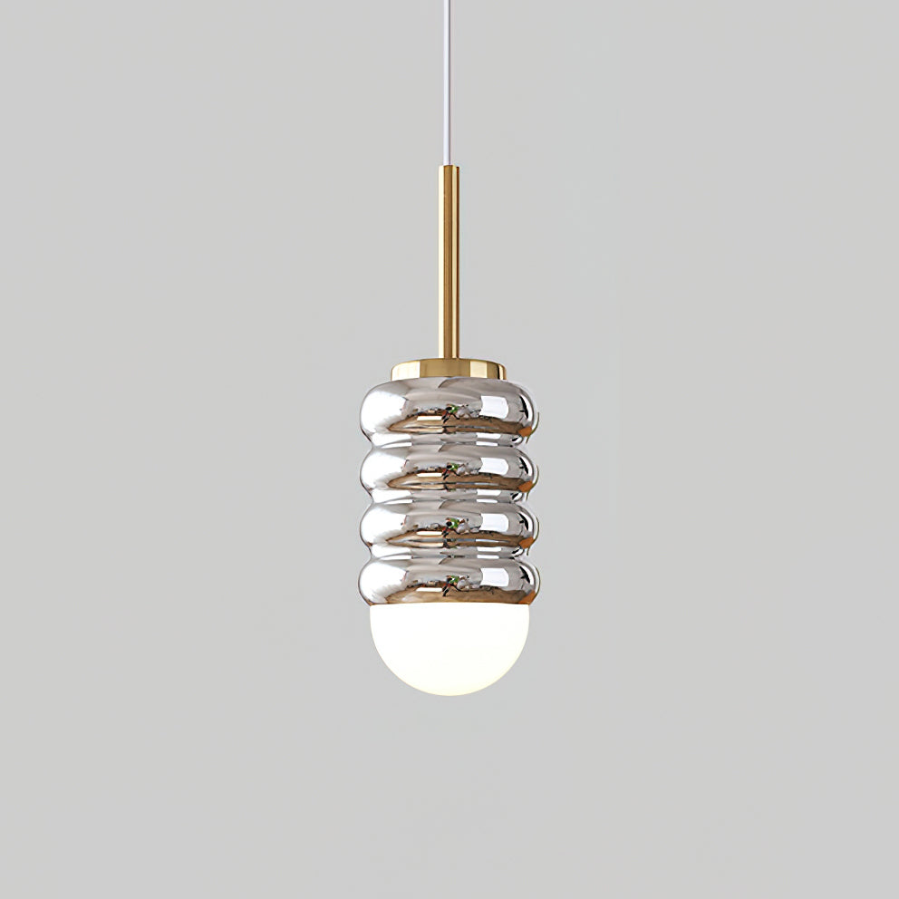 Pendant Light Ribbed Ceramic Brass Midcentury-Neutral Decor