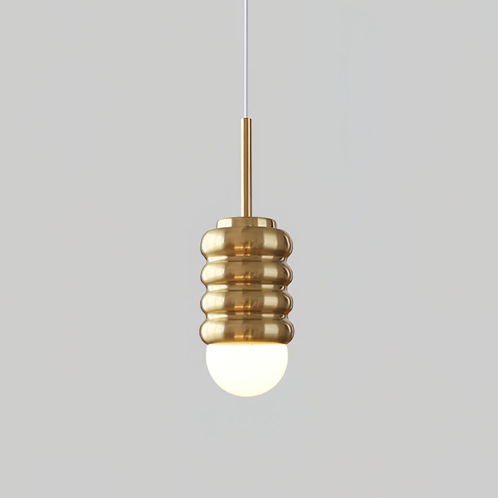 Pendant Light Ribbed Ceramic Brass Midcentury-Neutral Decor
