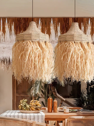 Bohemian Raffia Pendant Light-Neutral Decor