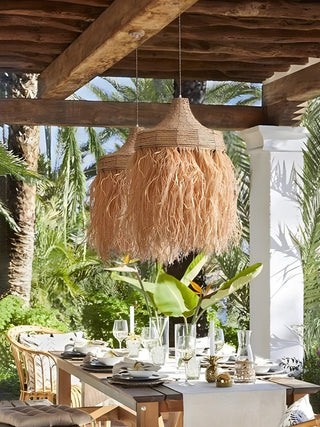 Bohemian Raffia Pendant Light-Neutral Decor