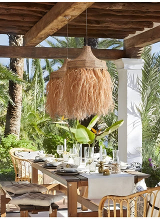 Bohemian Raffia Pendant Light-Neutral Decor