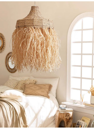 Bohemian Raffia Pendant Light-Neutral Decor