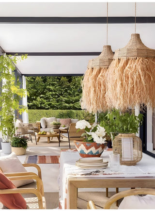 Bohemian Raffia Pendant Light-Neutral Decor