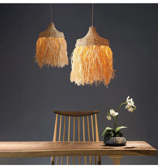 Bohemian Raffia Pendant Light-Neutral Decor