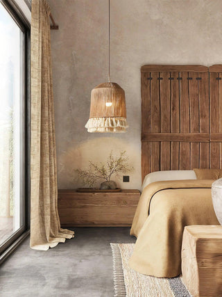 Lustra Suspension Lampe à Franges en Coton pour Salon