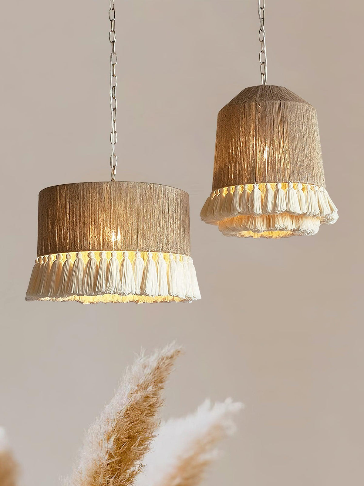 Bastilia Suspension Lampe à Franges en Coton pour Salon