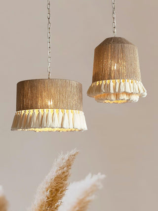 Lustra Suspension Lampe à Franges en Coton pour Salon