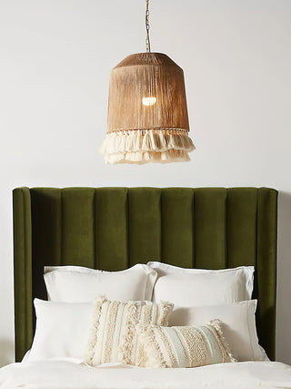 Lustra Suspension Lampe à Franges en Coton pour Salon