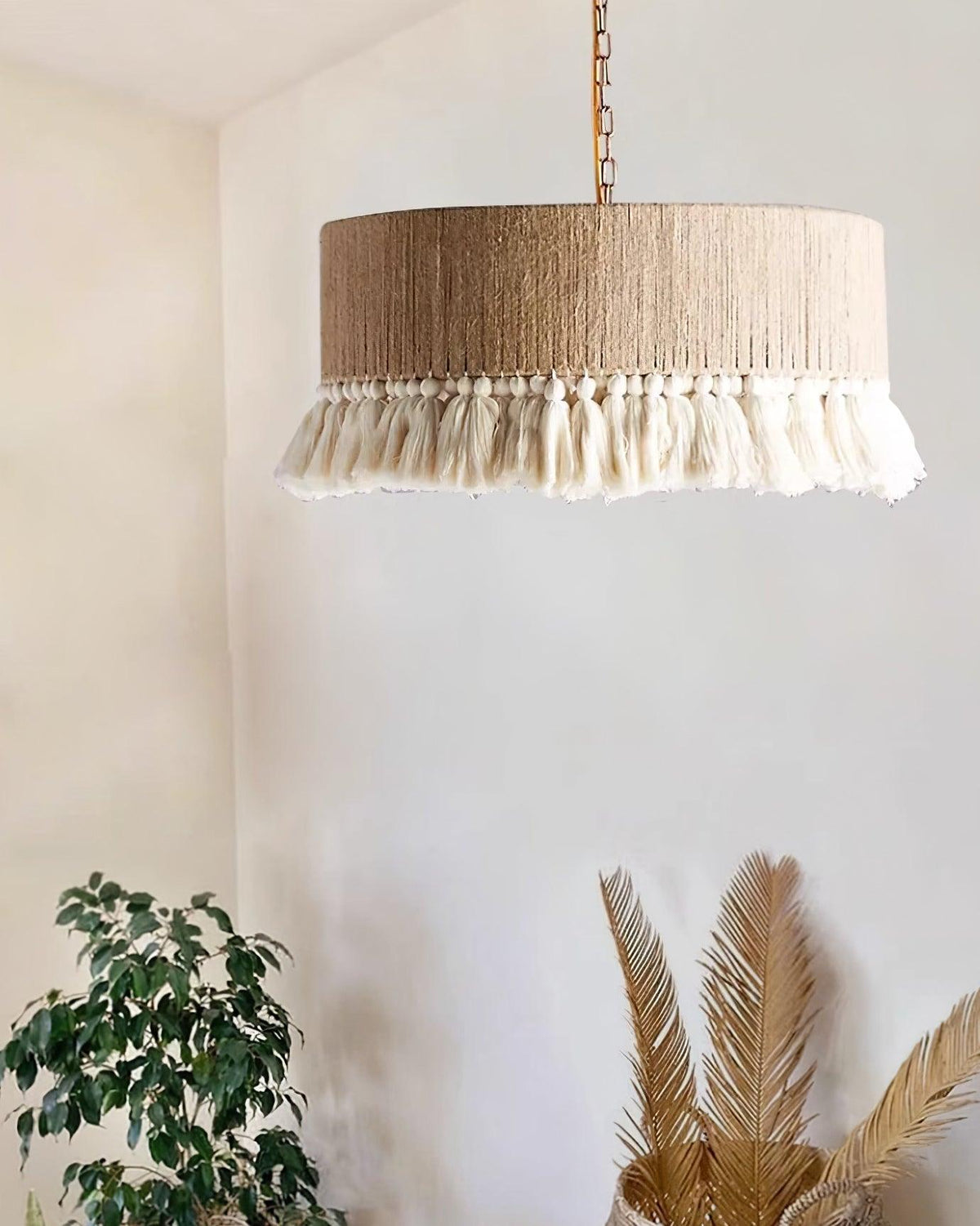 Bastilia Suspension Lampe à Franges en Coton pour Salon
