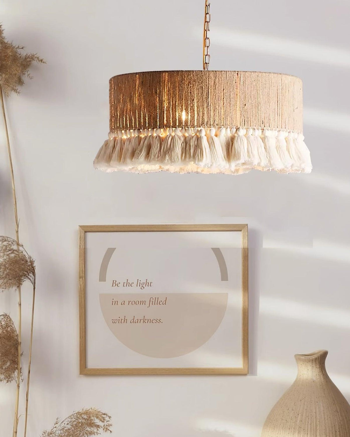 Bastilia Suspension Lampe à Franges en Coton pour Salon