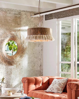 Lustra Suspension Lampe à Franges en Coton pour Salon