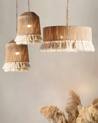 Lustra Suspension Lampe à Franges en Coton pour Salon