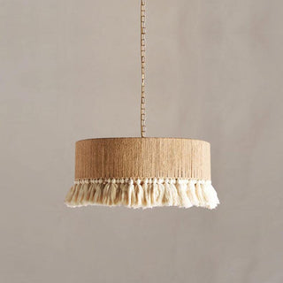 Lustra Suspension Lampe à Franges en Coton pour Salon