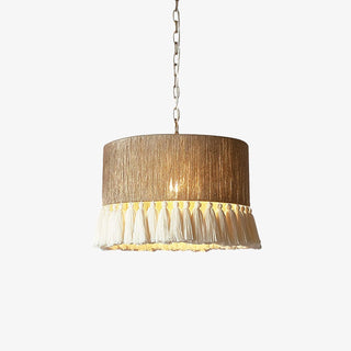 Lustra Suspension Lampe à Franges en Coton pour Salon