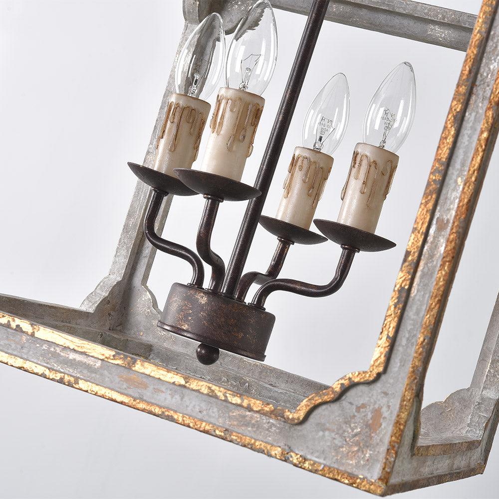 Celessa Lustre Cube Rustique Cadre Vintage