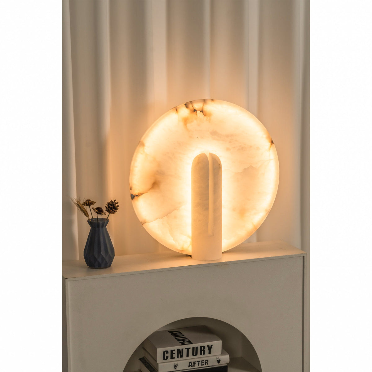 Yavren Lampe de Table en Albâtre