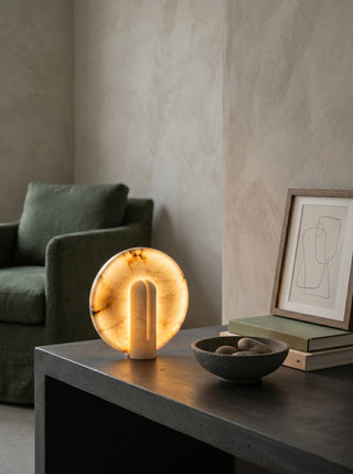 Yavren Lampe de Table en Albâtre