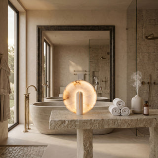 Yavren Lampe de Table en Albâtre