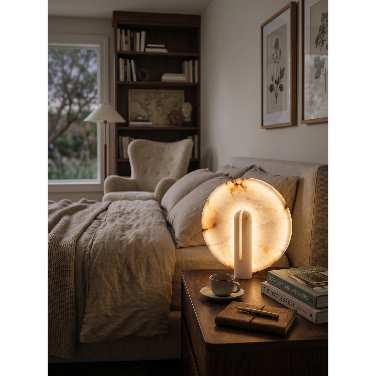 Yavren Lampe de Table en Albâtre