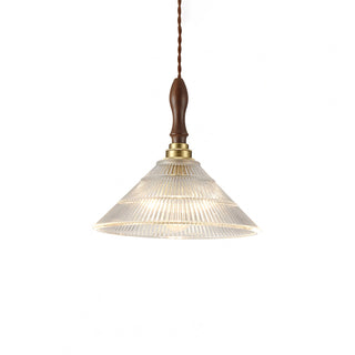 Arcara Suspension en Bois et Verre Ondulé Vintage