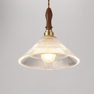 Arcara Vintage Suspension Verre Dépoli Bois Noyer