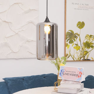 June Suspension Luminaire Industriel Verre Gris Fumé