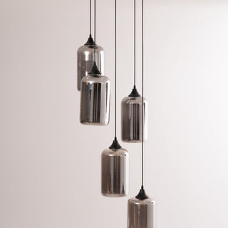 June Suspension Luminaire Industriel Verre Gris Fumé