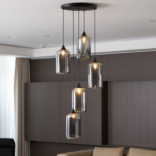 June Suspension Luminaire Industriel Verre Gris Fumé