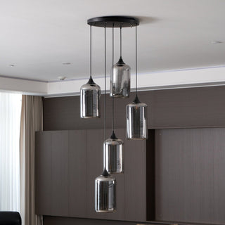 June Suspension Luminaire Industriel Verre Gris Fumé