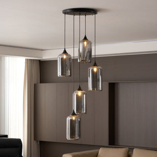 June Suspension Luminaire Industriel Verre Gris Fumé