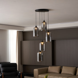 June Suspension Luminaire Industriel Verre Gris Fumé