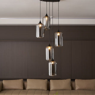 June Suspension Luminaire Industriel Verre Gris Fumé